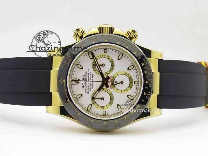 MiroTime 0417 Timeless Daytona YG 116518LN JH Best Edition White Dial On Rubber Strap A4130 (Free XS rubber strap) 3643